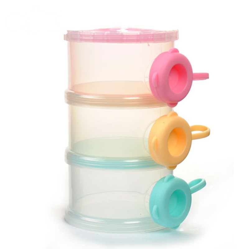日康奶粉盒三层便携式 宝宝奶粉储存罐婴儿奶粉格分装盒大容量