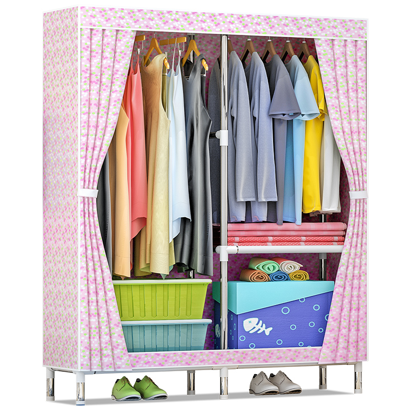 亚思特加固加粗钢管简易布衣柜 大号组装牛津布衣柜 防尘衣橱8505D