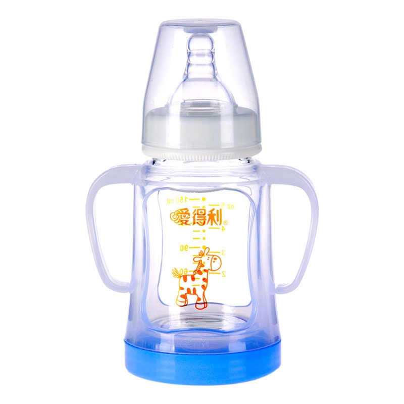 爱得利婴儿实感防爆晶钻玻璃储奶瓶宽口径带防摔保护套 150ml -A94