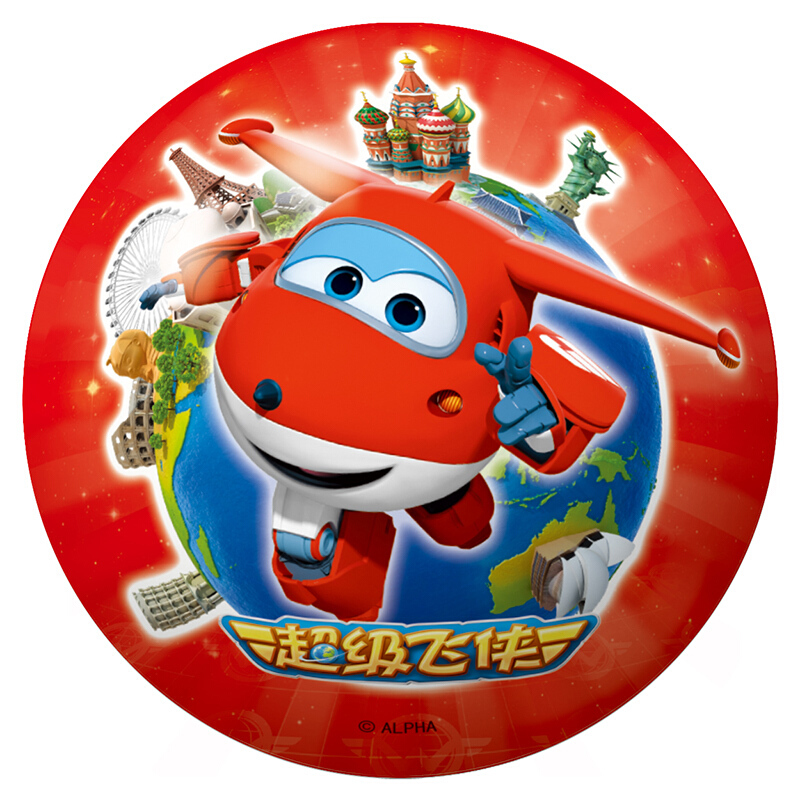伊诺特 儿童皮球拍拍球打气筒组合 户外运动玩具充气球 9寸超级飞侠拍拍球 [红色]直径20cm