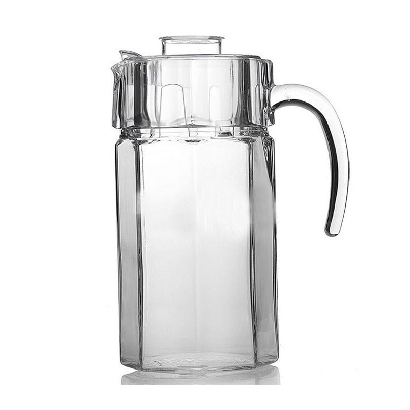 1.6升八角饮料壶冷水壶八角凉水壶果汁带盖透明家用玻璃壶水具