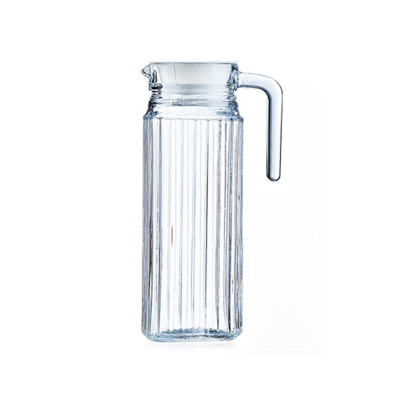 1.1L四方条纹耐热冷藏玻璃凉水壶雪柜樽果汁壶扎壶水具透明冷饮壶