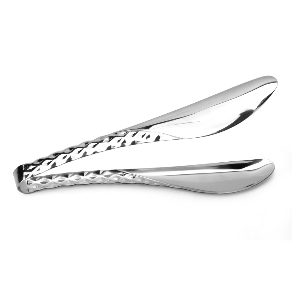 加厚不锈钢钻石花纹手柄食品夹面包夹烧烤夹凉菜夹意大利面夹餐具(有齿款L5443 无齿款L5444)两款任选 自行备注