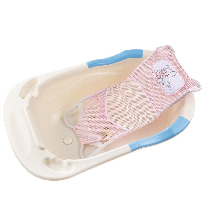 婴儿洗澡网兜浴网防滑洗澡网架式网面浴床带枕头浴盆通用 颜色请备注