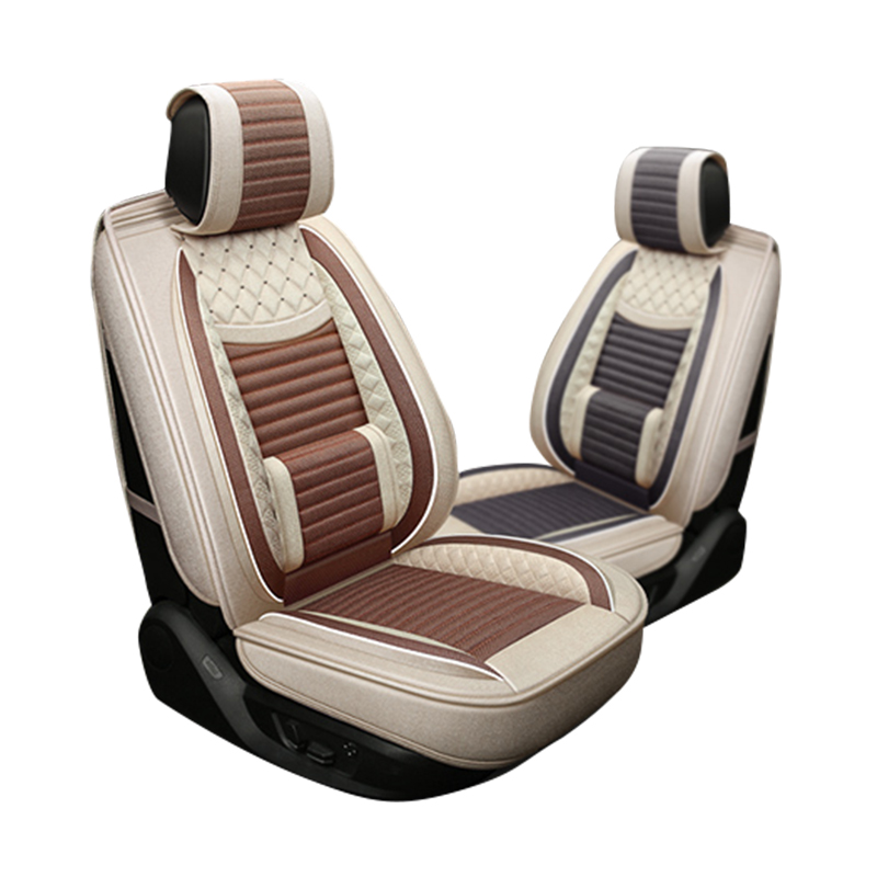 淘尔杰TAOERJ 汽车坐垫5D立体全包围棉麻座垫亚麻四季垫5座通用 高回弹海绵填充 简约大气多色可选 深咖-标准版