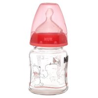 德国NUK婴儿迪士尼宽口径玻璃印花奶瓶不带手柄硅胶圆孔宝宝奶壶40.747.706黄色