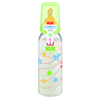 德国进口NUK新生儿标准口径PP彩色卡通奶瓶宝宝仿真硅胶奶嘴瓶40.741.749颜色随机