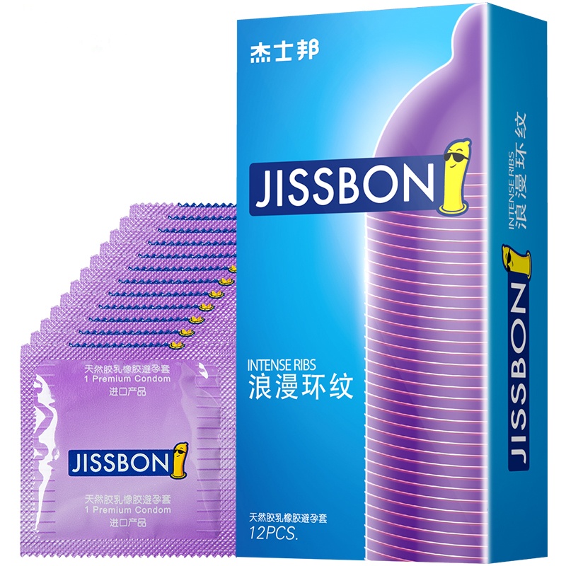 [进口]杰士邦浪漫环纹12只装避孕套超薄润滑螺纹安全套 成人情趣计生性用品