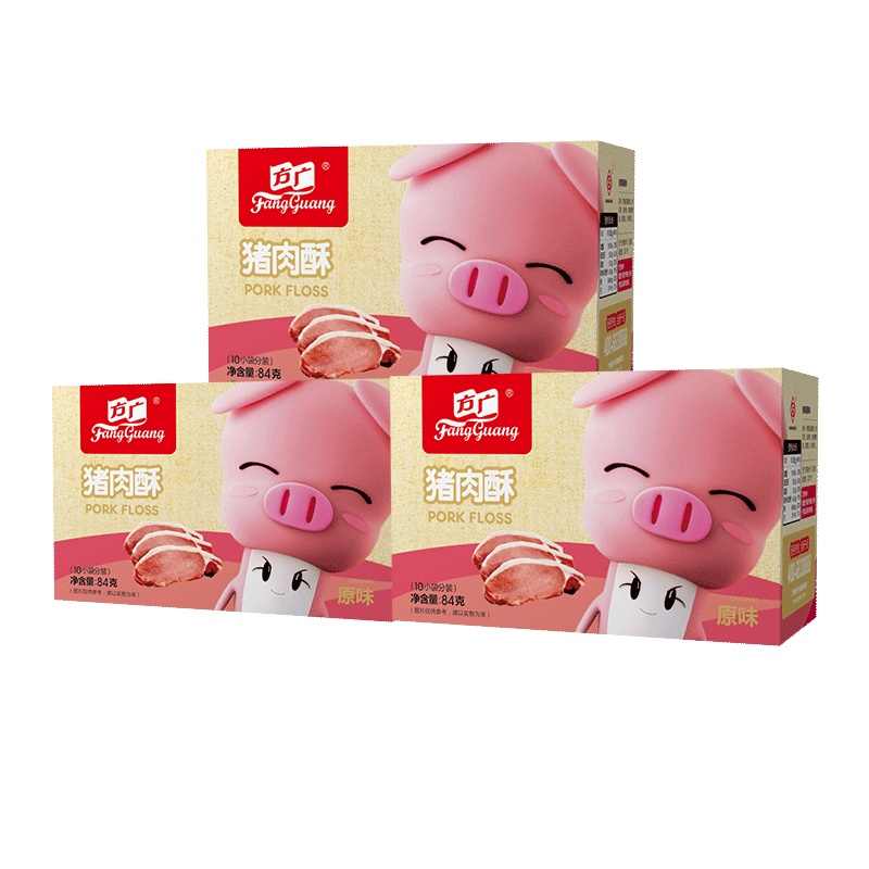 方广零食肉松肉酥营养盒装组合 84g猪肉酥原味*3盒