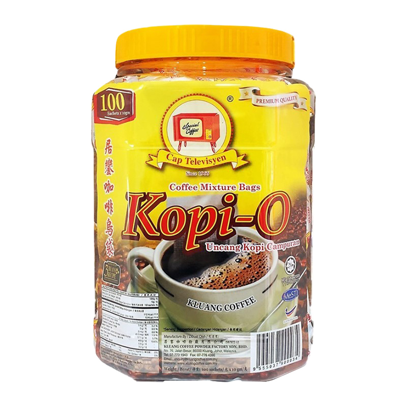 Cap Televisyen 电视机牌 黑咖啡乌袋 (100包装) 1kg 桶装 马来西亚原装进口 咖啡粉