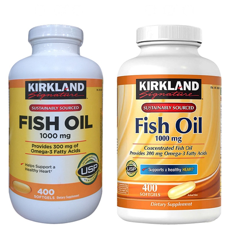 [海外购]Kirkland FISH OIL天然深海浓缩鱼油1000mg400粒 美国原装直邮