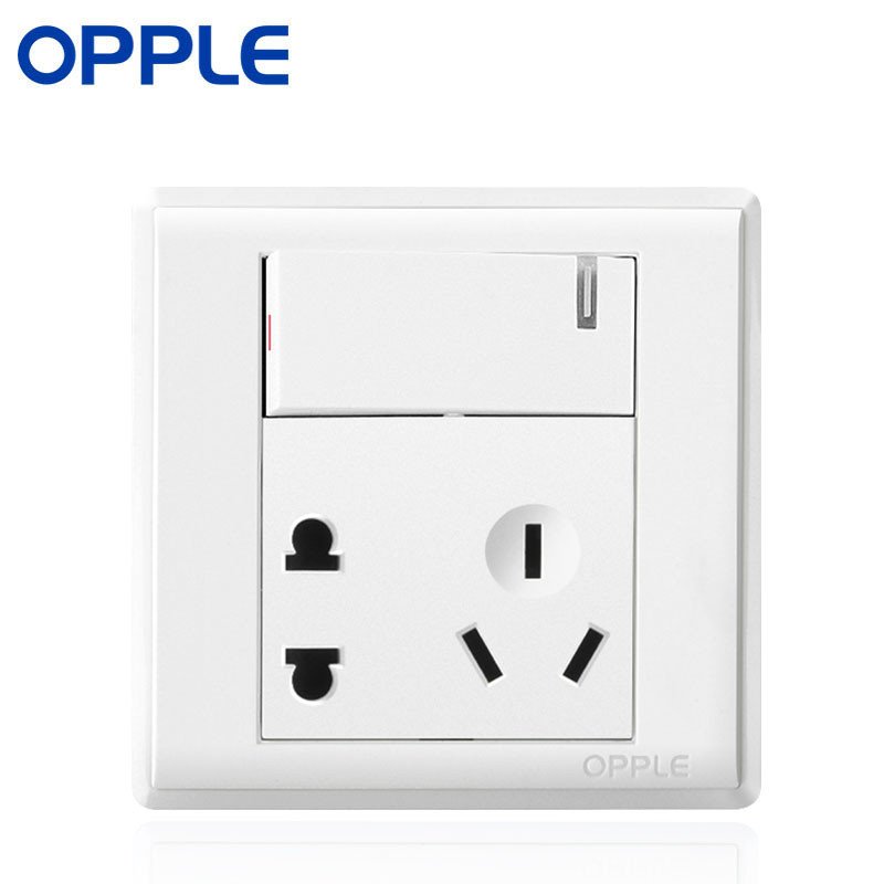 OPPLE欧普照明 86型电工面板墙壁开关插座防漏电安全 一开单五孔