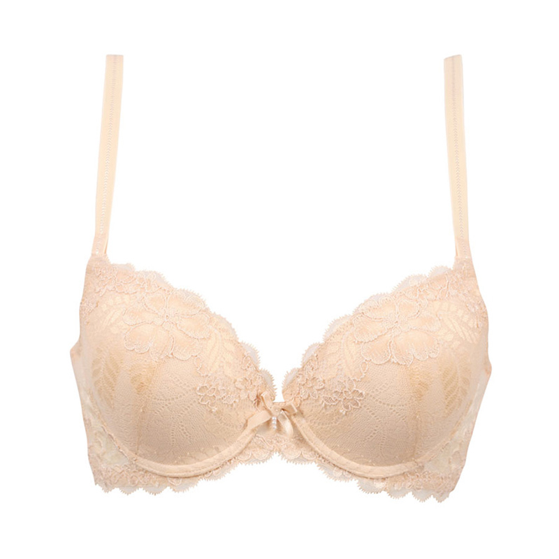 古今文胸专柜内衣 3/4罩杯上薄下厚蕾丝边V型小胸聚拢加厚胸罩09713