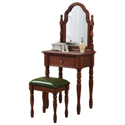 美式古典迷你梳妆台小化妆台小户型卧室梳妆柜组合实木化妆桌60cm