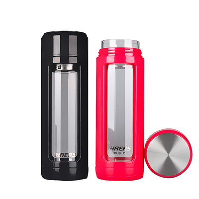 哈尔斯 340ML 玻璃杯耐摔便携商务水杯创意带盖车载杯子男女随手杯茶杯