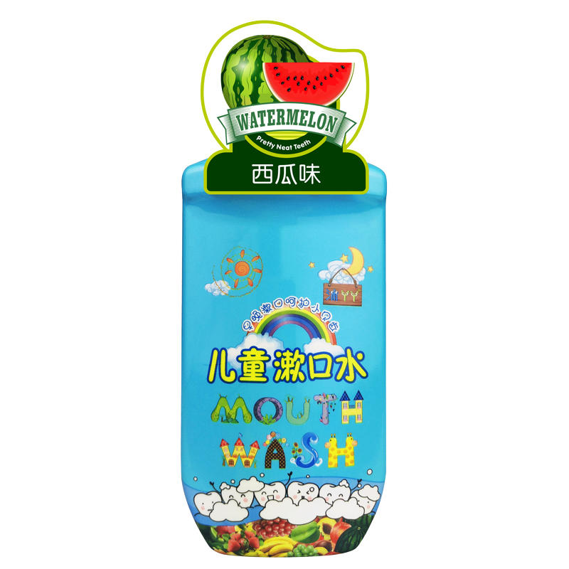 沐丫丫儿童漱口水250ml/瓶西瓜味 洁齿不含氟化物宝宝清洁口腔 去口臭清新口气可吞咽宝宝漱口水3-12岁 正品