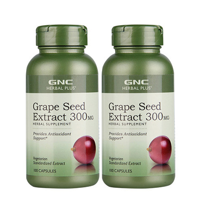 健安喜(GNC)浓缩葡萄籽精华胶囊300mg 100粒*2瓶装 原花青素 美国进口