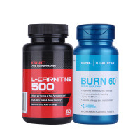 健安喜(GNC)左旋肉碱片60粒+Burn60瓜拉纳60粒 快速燃脂运动瘦身复合维生素 美国进口