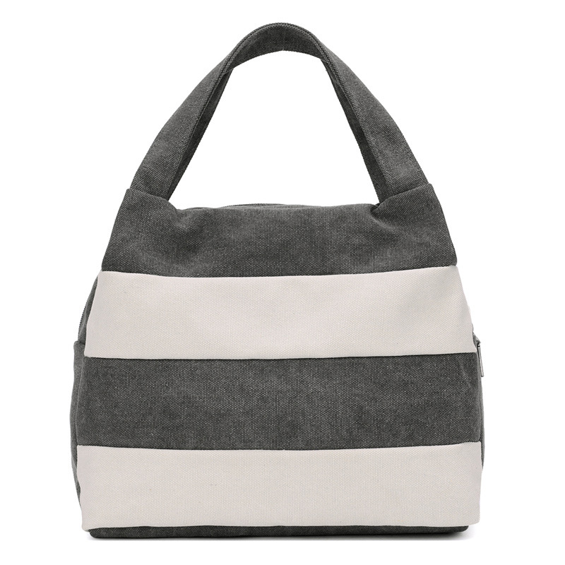 5色可选 分大小号 韩国百搭帆布包女包撞色拼接条纹新款手提便当妈咪手拎方包小包