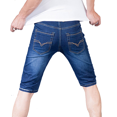 吉普战车夏季新款男士牛仔裤短裤男士五分裤弹力修身直筒休闲裤男士中裤牛仔裤男装