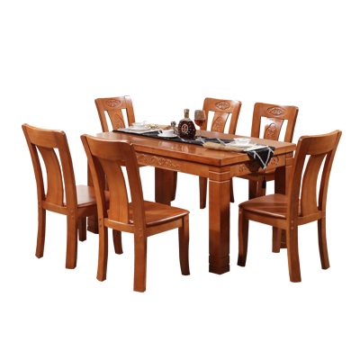 云图家具 小户型实木餐桌餐台 西餐桌椅组合 中式橡木饭桌家具