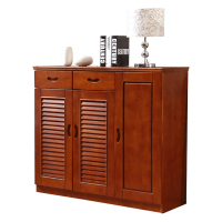 云图家具 实木简易百叶窗大容量简约现代木质玄关收纳鞋柜