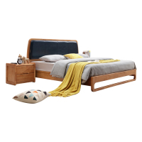 云图家具 现代简约卧室家具北欧实木双人床布艺床婚床