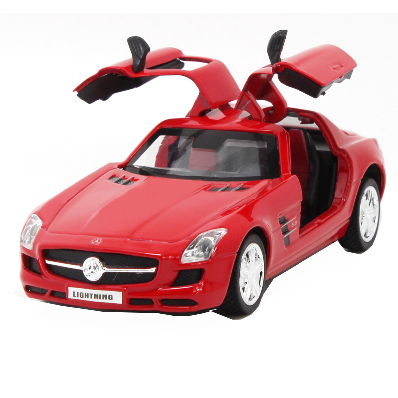 奔驰SLS 儿童合金回力玩具车 音乐车模型车门可开 宝宝益智早教玩具1-3-6岁