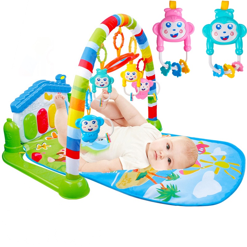 新生婴儿多功能健身架摇铃玩具 宝宝脚踏钢琴音乐游戏毯幼儿早教益智0-1岁0-3个月-6个月-12个月周岁礼物