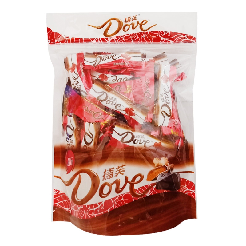 德芙(Dove)德芙丝滑牛奶巧克力红双喜字丝滑牛奶巧克力婚庆结婚喜糖袋装300g