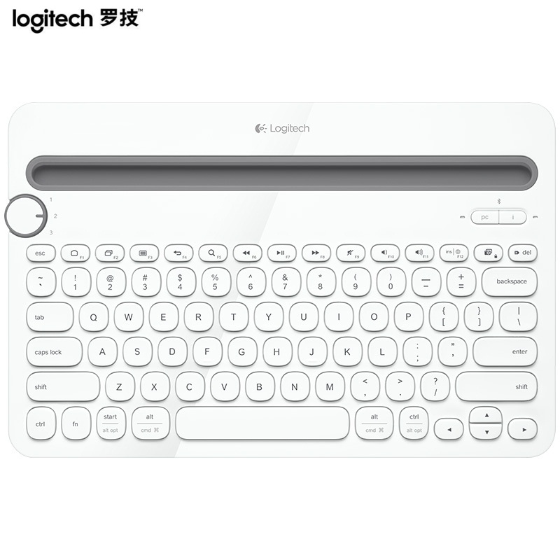 罗技(Logitech) K480 便携智能蓝牙无线键盘 多功能安卓苹果电脑手机平板 白色[不支持五笔]