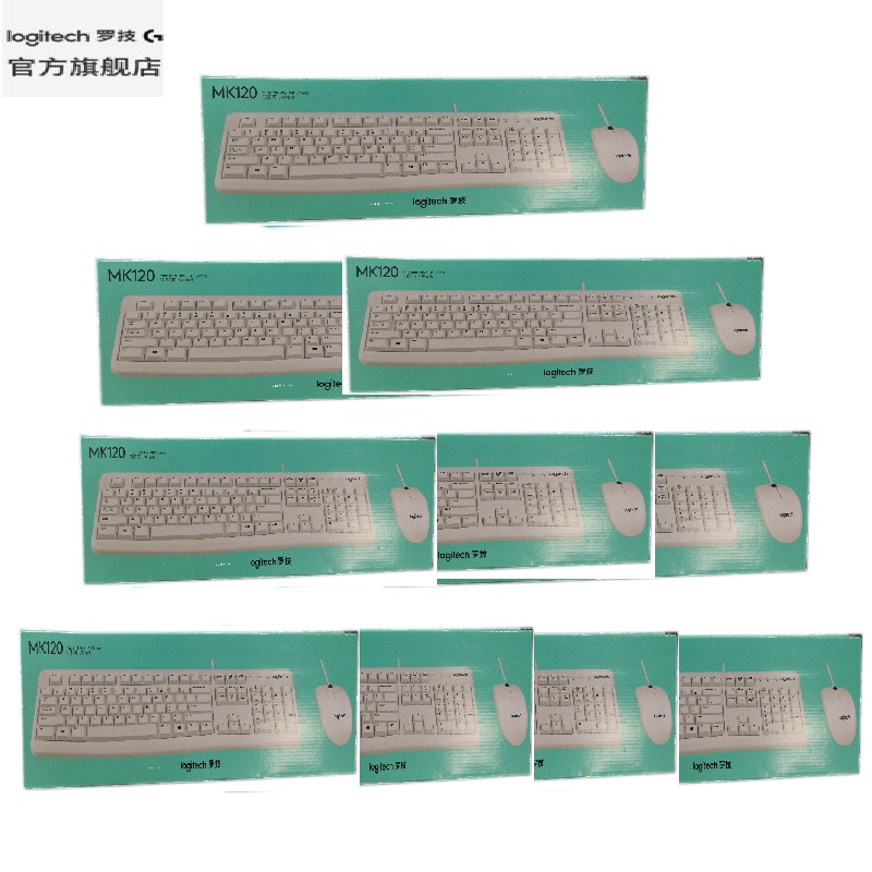 罗技（Logitech）MK120 键鼠套装 鼠标键盘套装 10套装 （白色）