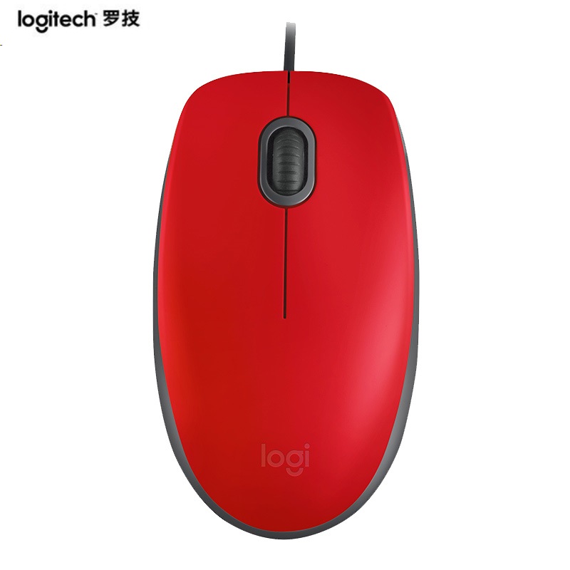 罗技( Logitech) M110有线静音鼠标USB笔记本台式电脑游戏家用办公光电男女左右手红色三年质保