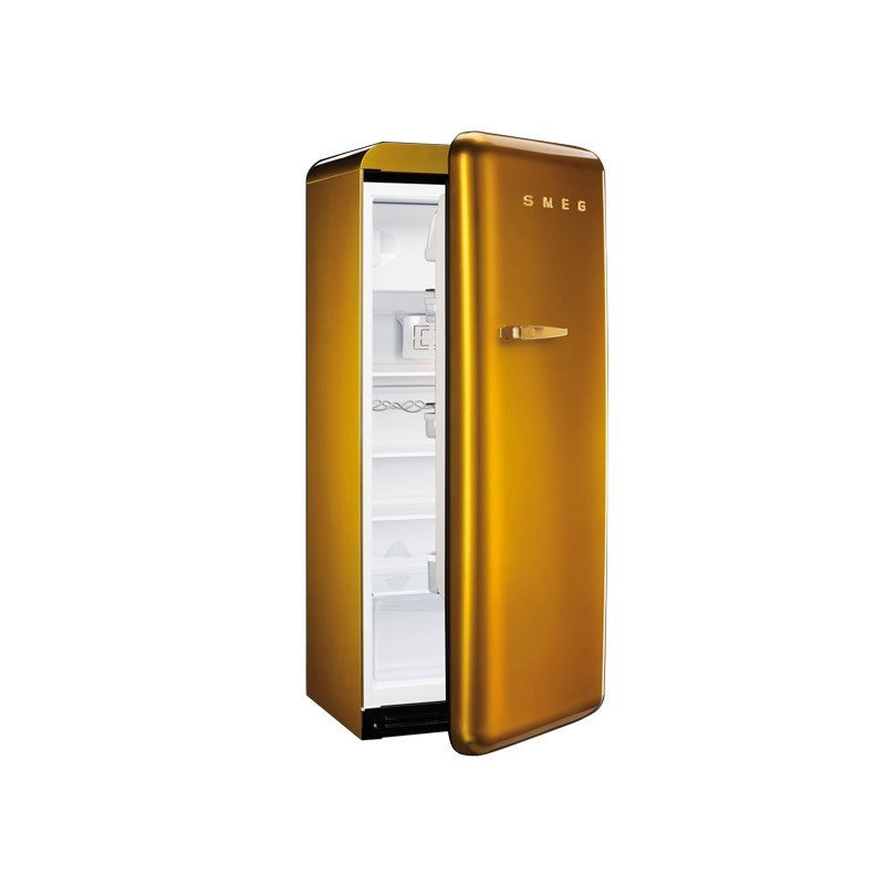 斯麦格SMEG 马卡龙系列冰箱 欧洲厨房中的经典金色 logo带有施华洛世奇水晶钻 FAB28RDG