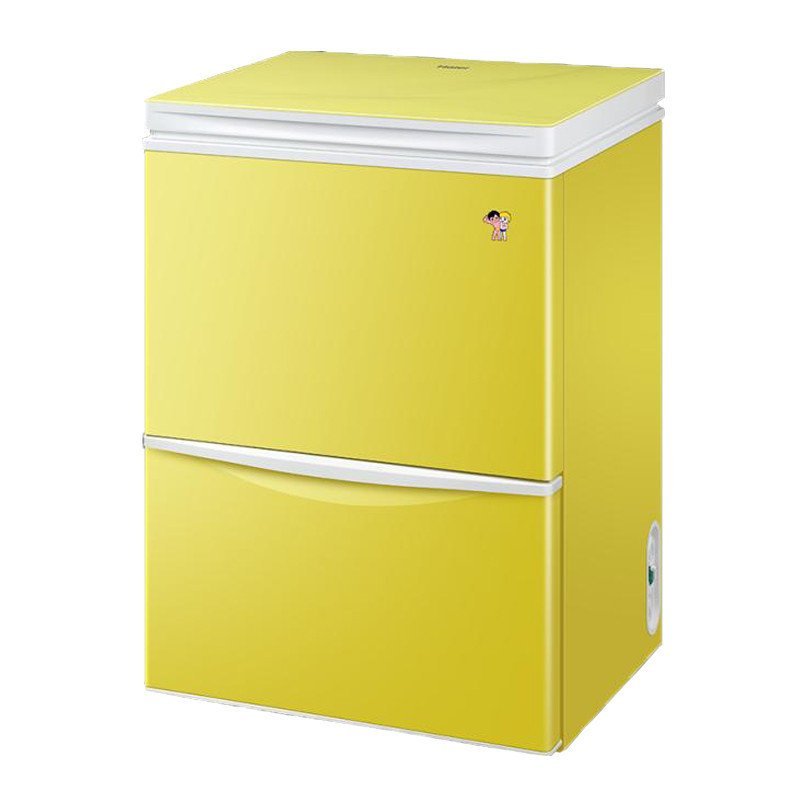 海尔(Haier )LW-120HCD（黄色）120升家用双温冷冻冷藏卧式冷柜上顶开门下抽屉立式冰箱冰柜