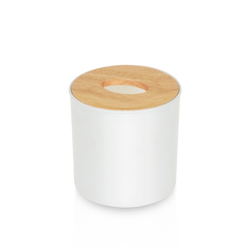 宜莱芙 原色橡木圆形纸巾盒客厅家用卫生纸抽创意 桌面收纳盒