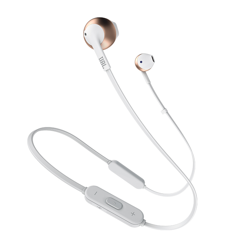 JBL TUNE205BT无线蓝牙耳机 运动耳机 T205BT半入耳式音乐耳机 带麦手机可通话 玫瑰金