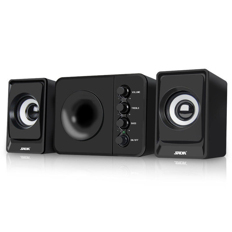 SADA D-205音响手机笔记本台式小低音炮USB迷你多媒体2.1电脑音箱(黑)