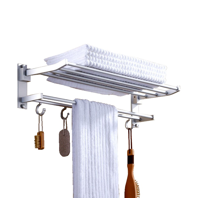 免打孔太空铝浴室置物架 毛巾杆 卫生间厕所厨房毛巾架浴巾架收纳壁挂