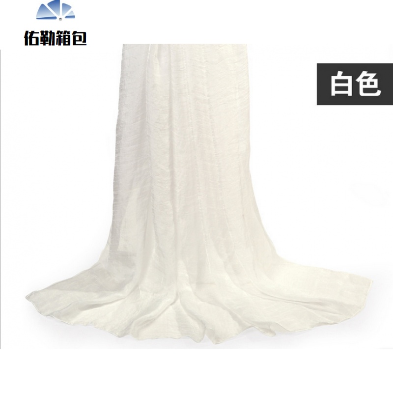 韩版夏季丝巾披肩薄款白色沙巾围巾女长款雪纺wd
