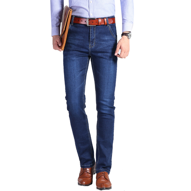 LEEVIRHINO男装秋冬新款商务牛仔裤男青中年弹力直筒宽松中高腰休闲裤男士牛仔裤 男大码男装长裤子李维犀牛