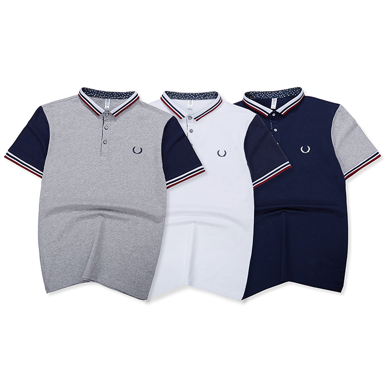 LEEVIRHINO2021年夏季新款商务休闲男士短袖Polo衫男装中青年棉质弹力大码时尚小条纹翻领t恤男士体恤李维犀牛