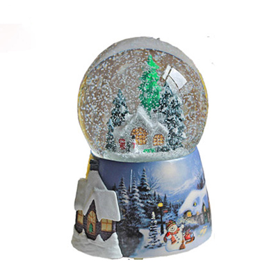 MUKUN沐坤 带音乐水晶球雪花圣诞老人 创意水晶球 树脂摆件水晶雪球旋转音乐盒元旦新年情人节礼物礼品
