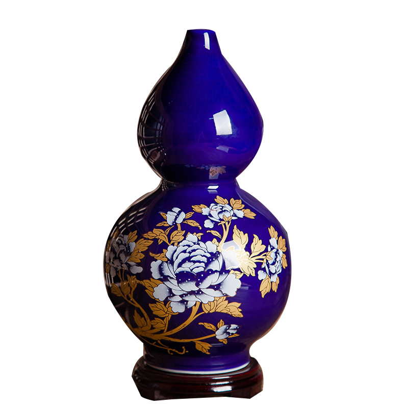 彩帮景德镇陶瓷花瓶摆件客厅插花花器乌金釉瓷器现代中式家居装饰品15