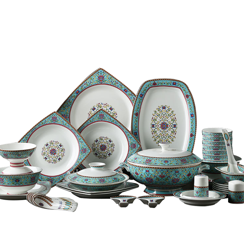 餐具套装 景德镇陶瓷中欧式珐琅彩骨瓷碗盘 居家送礼碟碗勺餐具套组