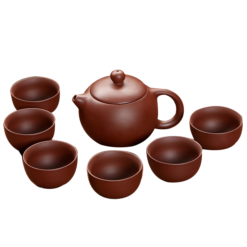 茶具套装7件大套组紫砂功夫茶具家用茶壶盖碗茶杯陶瓷喝茶泡茶茶道配件朱泥