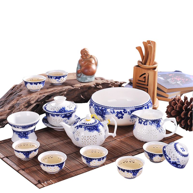 茶具景德镇青花手工玲珑瓷器茶具整套功夫茶具茶杯套装礼品茶具