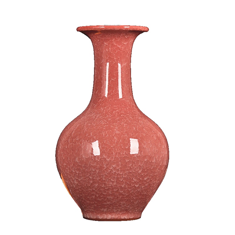 彩帮景德镇陶瓷花瓶粉红冰片裂纹釉花瓶现代中式家居装饰工艺品瓷器摆件赏瓶