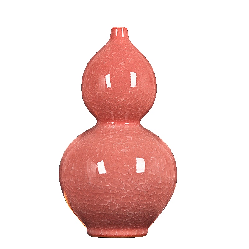 彩帮景德镇陶瓷花瓶粉红冰片裂纹釉花瓶现代中式家居装饰工艺品瓷器摆件葫芦