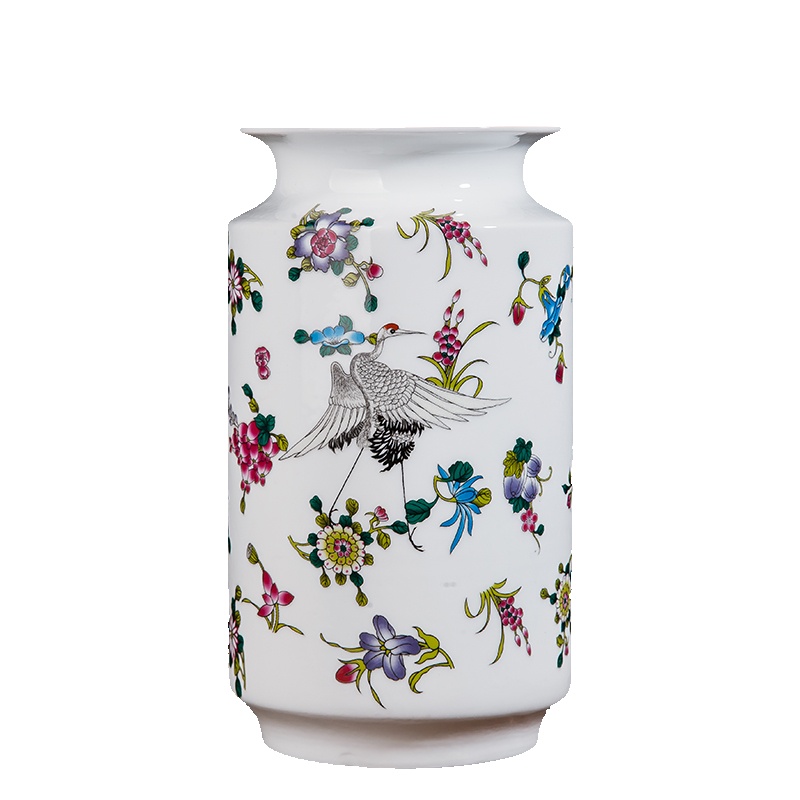 景德镇陶瓷花瓶现代创意小花瓶家居客厅工艺品酒柜装饰品摆件 福筒
